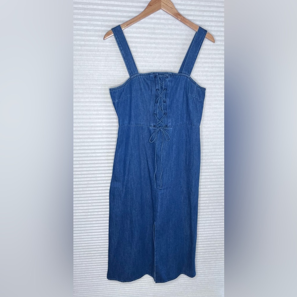 GAP Denim Women's Size 10 Blue Tank Corset Top Midi Dress Dark Wash NEW - Picture 13 of 14